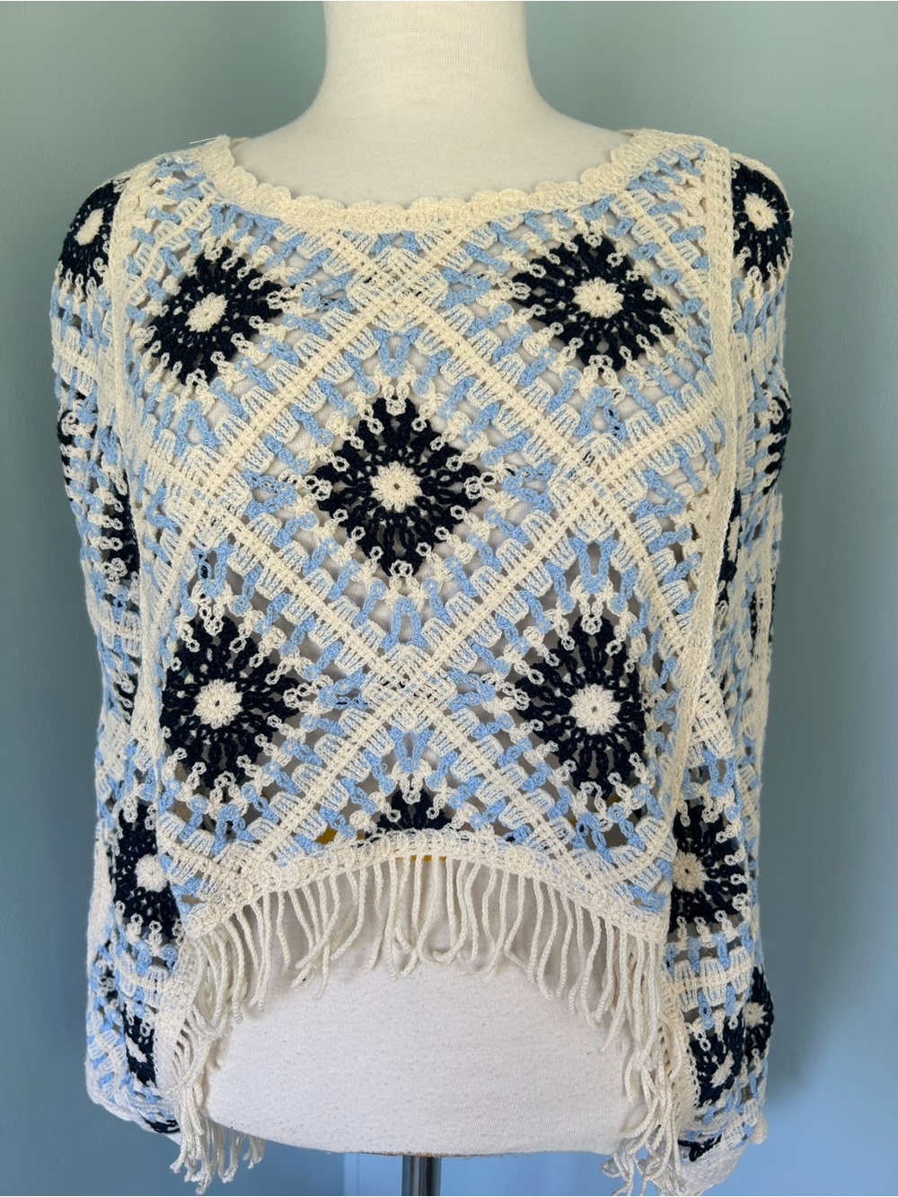 House Of Harlow Crochet Cropped Lightweight Sweater Top - one size